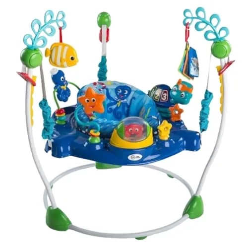 Baby Einstein, Saltador y Centro de Actividades Neptune's Ocean Discovery, 15Más juguetes y actividades, 3 idiomas, andador con música y luces, asiento gira 360°, a partir de 6 meses