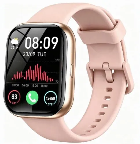 Reloj Inteligente Mujer Hombre con Alexa y Llamadas Bluetooth, 1.83'' Smartwatch con Pulsómetro/Monitor de Sueño/Podómetro, 110+ Modos Deportivos, Impermeable IP68 Smart Watch Para Android iOS, Rosa