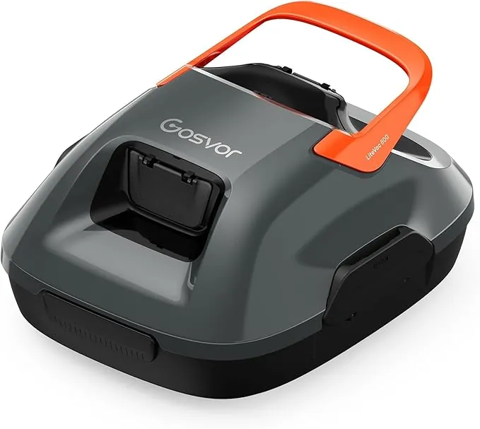 (Nuovo 2026) Gosvor Robot Limpiafondos Piscina Inalámbrico - Aspirador Piscina, 90 Min Autonomía, Autoestacionamiento, Fácil Uso, Robot Piscina para Suelo, Piscinas 80m², Gris-Naranja