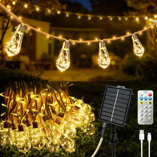 Guirnaldas Luces Exterior Solar 17,5M, con 30 Bombillas S17 LEDs