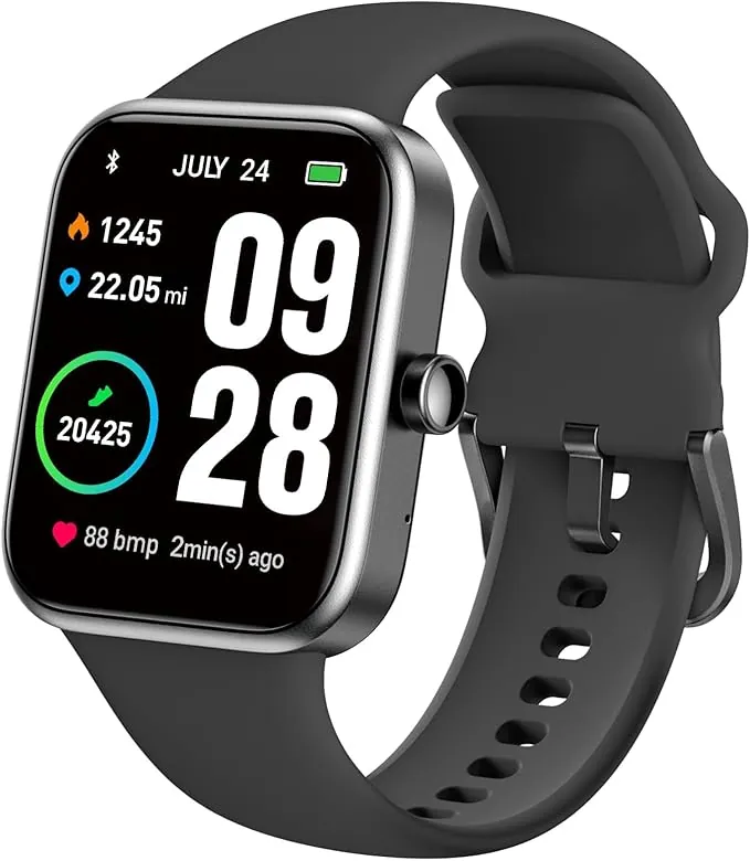 TOZO S2 Reloj Inteligente Hombre Mujer con 1.69" Pantalla Smartwatch 5ATM con Múltiple Función de Salud y Vida 20+ Modos Deportivos Negro Mate