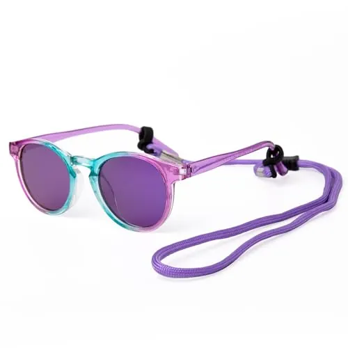 Kiddus Gafas de Sol Niña 4 a 7 Años, Polarizadas UV400 CAT3, Montura TR90 Flexible y Ligera, Sin BPA, con Cuerda Ajustable, Protección 100% UVA UVB, Cumple Normativa ISO y CE