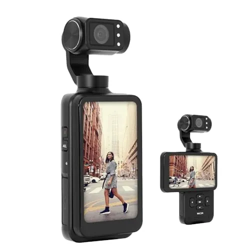 AGFA Photo Gimbal Realimove MC3X - Caméra Stabilisateur 3 Axes 4K Ultra HD, Écran Tactile Rotatif 3,5", 20 MP, Suivi de Visage, Vision Nocturne, Grand Angle 120°, Wi-FI, Autonomie 170 Min - Noir