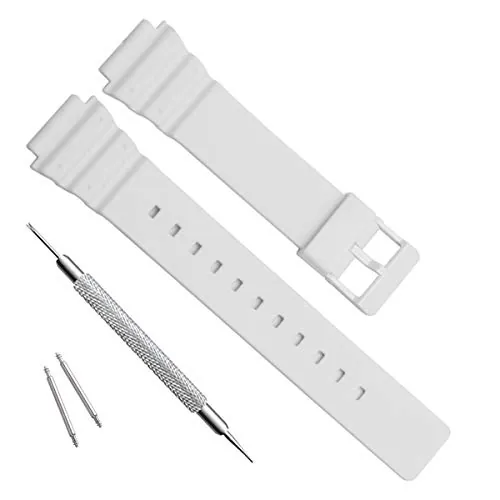 uEmoh - Correa de repuesto impermeable de resina natural para reloj Casio MRW-200H, Blanco, Casio MRW-200H, Moderno