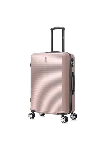 CELIMS - Maleta Mediana con 4 Ruedas Ligera Facturación 20kg 65cm | Cerradura Integrada | ABS | Maleta Mediana con 4 Ruedas 65cm | Maleta de Fin de Semana | Oro Rosa