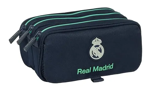 REAL MADRID 2ª EQUIPACIÓN 25/26 - Portatodo Triple Big, Estuche Infantil, Estuche Niño, Ideal para Niños en Edad Escolar, Cómodo y Versátil, Calidad y Resistencia, 21.5x8x10 cm