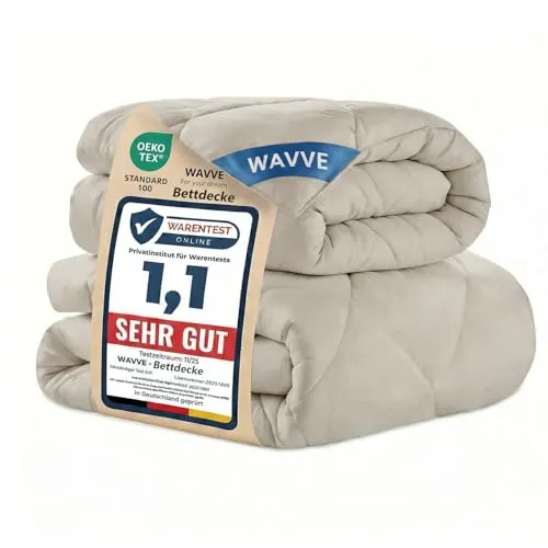 WAVVE Edredón Relleno Nórdico 240x260 cm para Cama 160 180, Juego de 2 Piezas Verano 150gr/m² + 4 Estaciones 300gr/m² = Invierno 450gr/m² Fibra, Beige