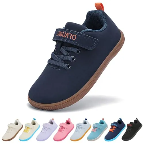 SAGUARO Zapatillas descalzas para niños, zapatillas para interior y exterior, calzado infantil para niños, talla 25-36, azul marino, 34 EU