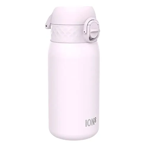 ION8 Botella Agua Inox Ligero para Niños, 400ml, Sin Aislamiento, a Prueba de Fugas, Fácil de Abrir, Cerradura Segura, Aptas para Lavavajillas, Fácil de Limpiar, Resistente a Rayones, Lila