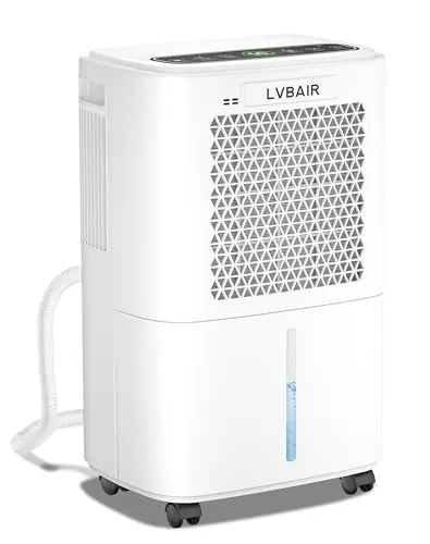 LVBAIR Deshumidificador eléctrico de 12 l/día, potente deshumidificador, ahorro de energía, portátil, 3 modos y control inteligente de humedad, deshumidificador eléctrico