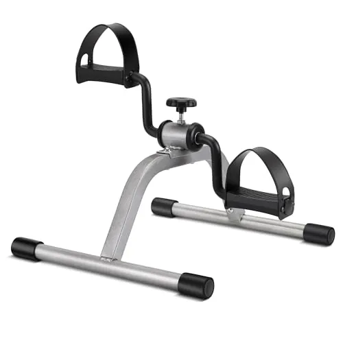 RYGEO Ejercitador de pedales para debajo del escritorio, mini ejercitador de pies, resistencia ajustable, silencioso, para el hogar, fitness, gimnasio, entrenamiento, piernas, brazos