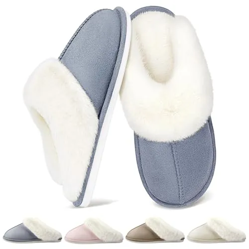 QQSQ Zapatillas de Estar por Casa Mujer Hombre Invierno Cálido Casa Peluche Pantuflas Comodas Caliente Zapatos de Algodón Confortables Antideslizante Interior Exterior