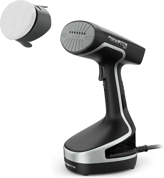 Rowenta Steam Force, Cepillo de vapor 2000 W, Vapor continuo 30 g/min, Golpe de vapor de 90 g/min, Rápido calentamiento Higieniza y desinfecta, 2 ajustes de vapor, Negro/Plata, DR8250