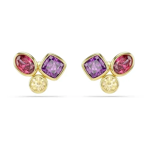Swarovski Pendientes de botón Imber, Tallas mixtas, Multicolores, Acabado en oro de 18 quilates