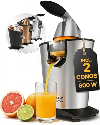 LEBENLANG Exprimidor naranjas electrico 600W - Incl. Cono Acero Inoxidable