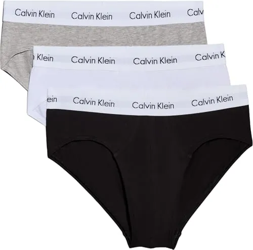 Calvin Klein Calzoncillos Hip Briefs Hombre Pack de 3 Ropa Interior, Multicolor (Black/White/Grey Heather), M