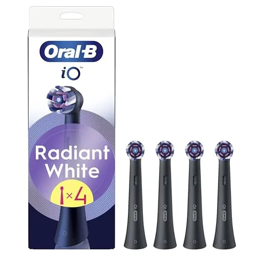 Oral-B iO Radiant White Cabezales de Recambio Originales, Negro, Pack de 4