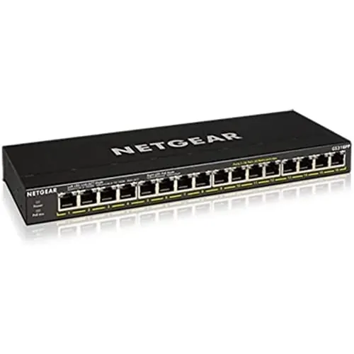NETGEAR Switch de Red Gigabit Ethernet PoE de 16 Puertos GS316PP |no gestionado | 16x PoE+ Consumo 183W - Montaje en sobremesa o Pared
