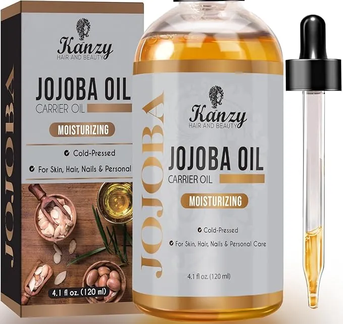 Kanzy Aceite de Jojoba 120ml Prensado en Frio Vegano Hidratante para Cabello, Cara, Cuticulas, Cuerpo y Uñas Jojoba Oil Sin Hexano