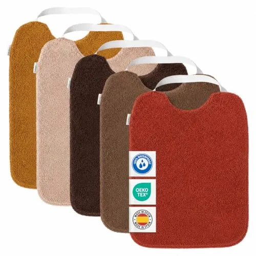 MIMUSELINA Baberos Bebe Impermeables Reutilizables | Babero Bebe Recien Facil de Poner | Babero con Certificación OEKO-TEX y Sin BPA | Hecho en Espana | Pack de 5 Baberos de Rizo Nature