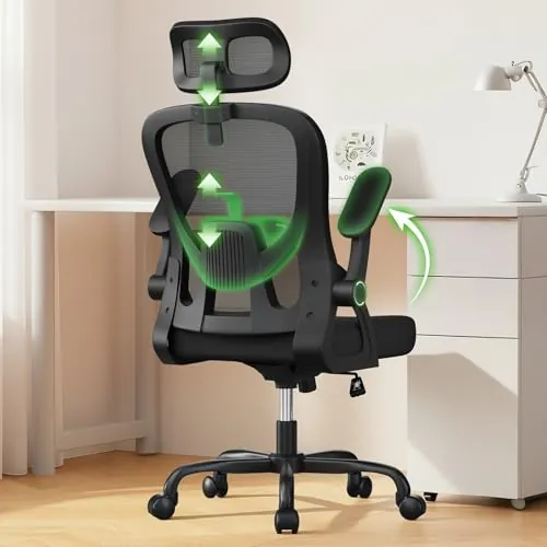 rattantree Silla Escritorio Ergonómica con Ajustable Respaldo| Negro|