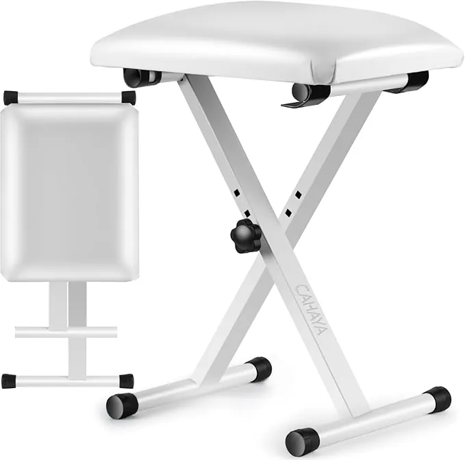 CAHAYA Taburete para Teclado con Altura Regulable Banco de Piano Estilo X Estable Banqueta para Teclado Plegable y Portátil Modelo CY0257-1