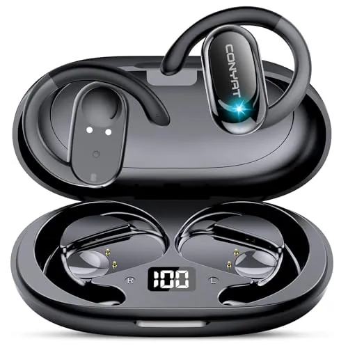 Conyat 7 Modos de 58H Auriculares Bluetooth Oído Abierto para Viajes Negocios, Traducción Audífonos de traducción en Tiempo Real 164 Idiomas Negro Oscuro
