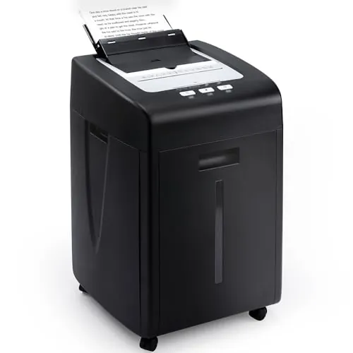 Trisruvian Destructora Papel Profesional Automática: 200 Hojas Trituradora Microcorte Tolva 35L Seguridad P5 Protección Sobrecarga Casa Oficina Escuela Empresa Profesional