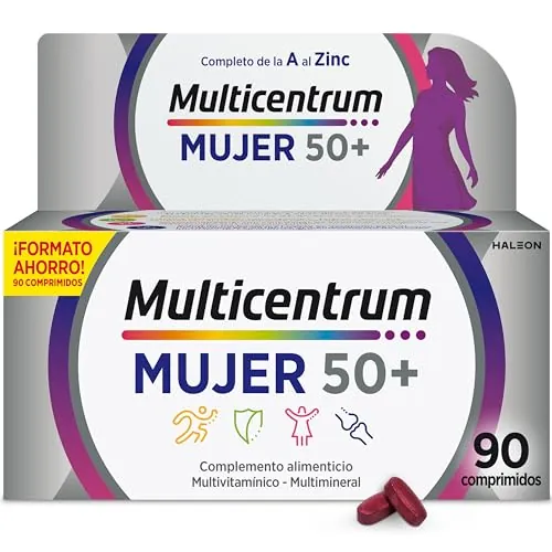 Multicentrum Mujer 50+, Multivitamínico y Multimineral, 90 Comprimidos