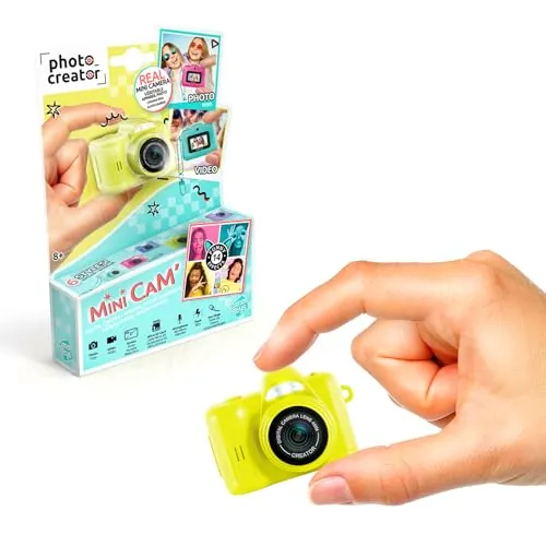 Canal Toys - Photo Creator - Cámara de Fotos y vídeo Digital Mini CAM - Pro - con Llavero y Tarjeta SD de 1 GB incluida - CLK 062, Amarillo