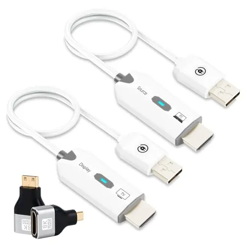 AXFEE HDMI Inalámbrico Transmisor y Receptor,con Adaptador USB-C,Full HD 1080p para Transmisión de Audio y Vídeo,Transmisión Inalámbrica HDMI 5G,Plug & Play,para Transmisión de PC/Proyector/Monitor