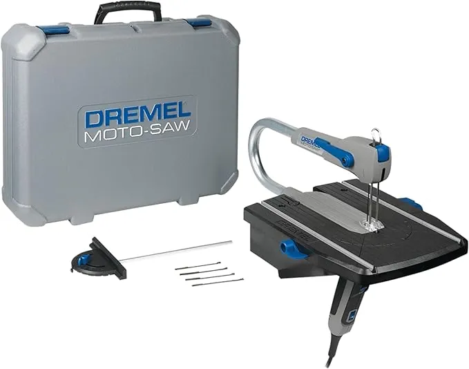 Dremel Moto-Saw MS20 - Sierra de calar estacionaria, 70 W, sierra de calar eléctrica con 1 complemento y 5 accesorios