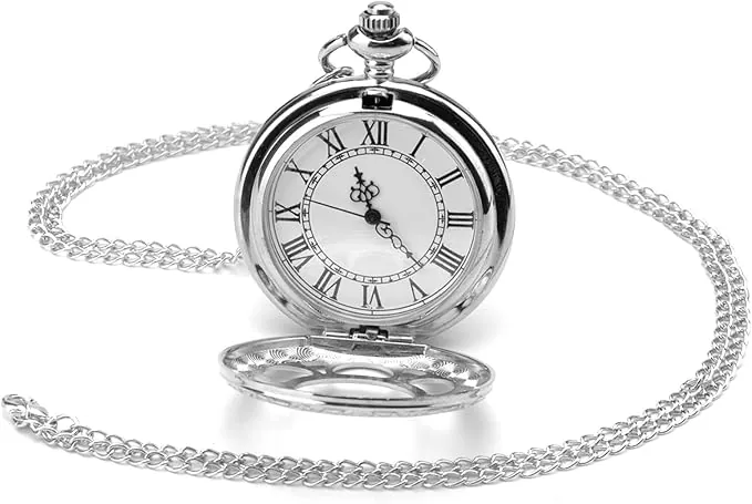 VOSSOT Reloj Bolsillo Vintage, Reloj Bolsillo Cuarzo Retro, Reloj Cuarzo con Cadena, Reloj Cadena Antiguo con Números Romanos para Mujeres, Hombres, Padres, Cumpleaños Aniversario Regalos