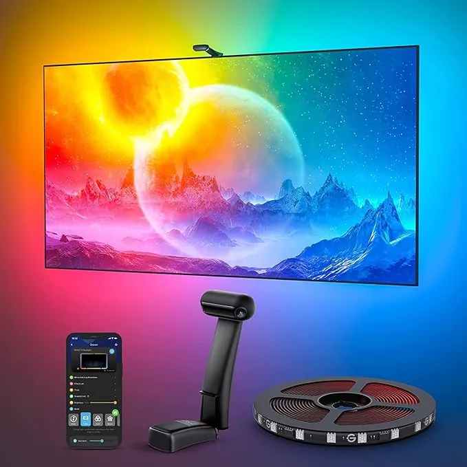 Govee T2 Envisual Backlights con Dual-Cámara, 5m RGBIC WiFi Tira LED soporta TV de 75-85 Pulgadas, Adaptan a Televisor Ultrafino T2 Tira DreamView para Juego y Entretenimiento Doméstico