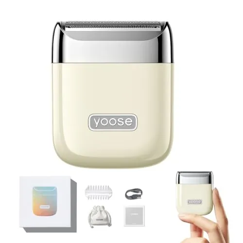 Yoose Mini Afeitadoras Eléctricas para Mujer, Depiladora Electrica Femenina Maquina Depilar Zona íntima para Bikini Cuerpo Axilas Brazos Piernas, IPX7 a Prueba de Agua Recargable e Inalámbrica, Crema