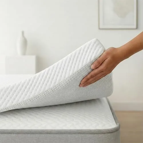 Topper Viscoelástico 180x180 cm – Grosor 5 cm | Fabricado en España | Alivia la Presión | Reduce la Tensión Corporal | 100 % Viscoelástica | Funda Transpirable Desenfundable y Lavable | CertiPUR