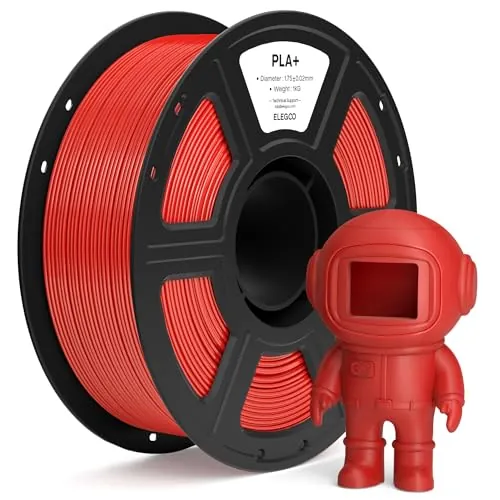 ELEGOO Filamento PLA+ 1.75 1KG Rojo, Filamento PLA Plus para Impresora 3D, Precisión Dimensional +/- 0.02mm, Carrete Filamento 3D, para Mayoría Impresoras 3D
