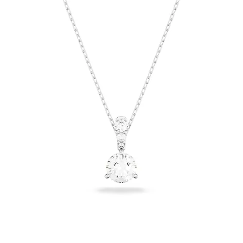 Swarovski Colgante Solitaire, Talla redonda, Blanco, Baño de rodio
