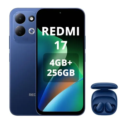 XIAOMI REDMI 17, Smartphone 4G, 4 + 256 GB, procesador Helio G91-Ultra, pantalla de 6,9" 120 Hz, batería de 7500 mAh, cámara trasera dual de 50 MP, azul profundo, auriculares incluidos