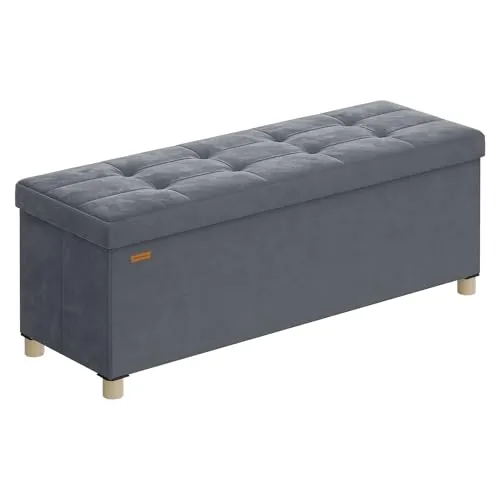 SONGMICS Puff Almacenaje, Banco Plegable, 110 x 38 x 40 cm, 112 L