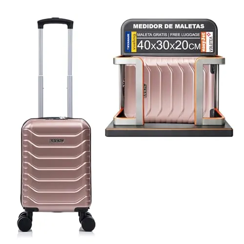 RAYKONG Maleta de Cabina ABS 40x30x20(24L)|Capacidad Maxima| Equipaje de Mano con Ruedas Desmontables para Ryanair | Vueling | EasyJet - RosaDorada