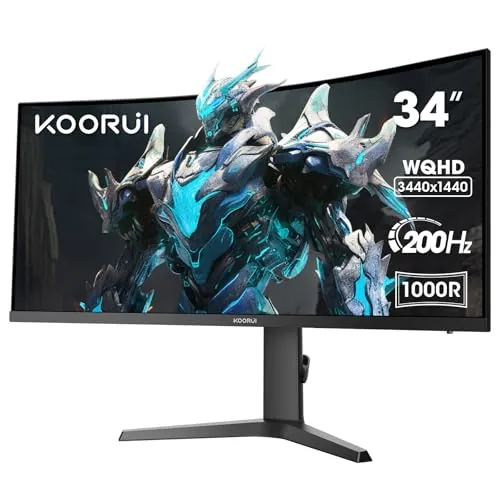 KOORUI Gaming Monitor 34 Pulgadas Curvo 200Hz WQHD HDR400 Pip PBP HDMI/DP
