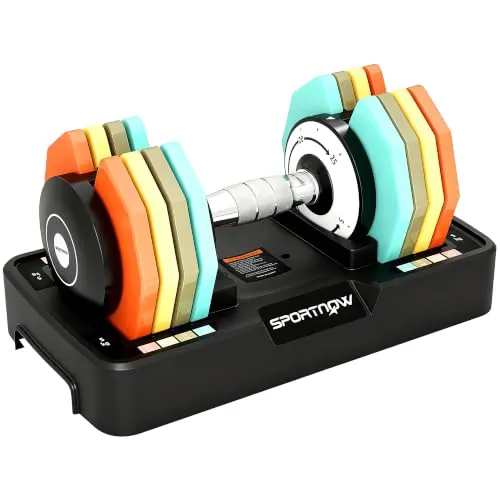 SPORTNOW Mancuerna Ajustable Octogonal 5 en 1 Ajuste Rápido 5-25 kg