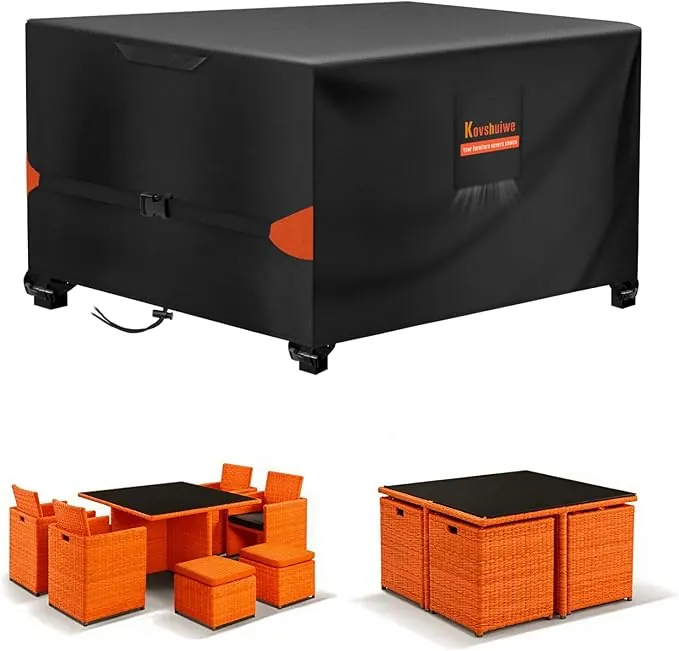 Kovshuiwe Fundas impermeables 90x90x90 cm, 420D tela Oxford, resistentes al viento y UV, para muebles de jardín y mesas de patio
