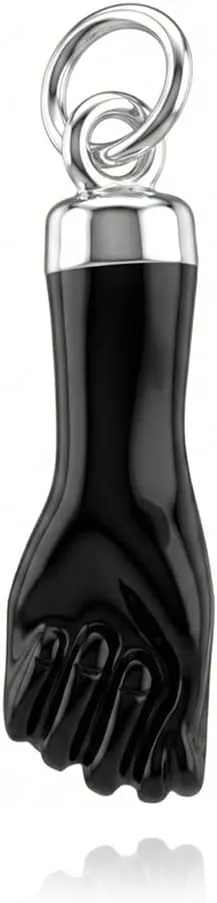 Passo Colgante mano negra en plata 925 - Amuleto mal de ojo en un colgantito puño color azabache - El colgante higa o figa se envía en una caja de regalo