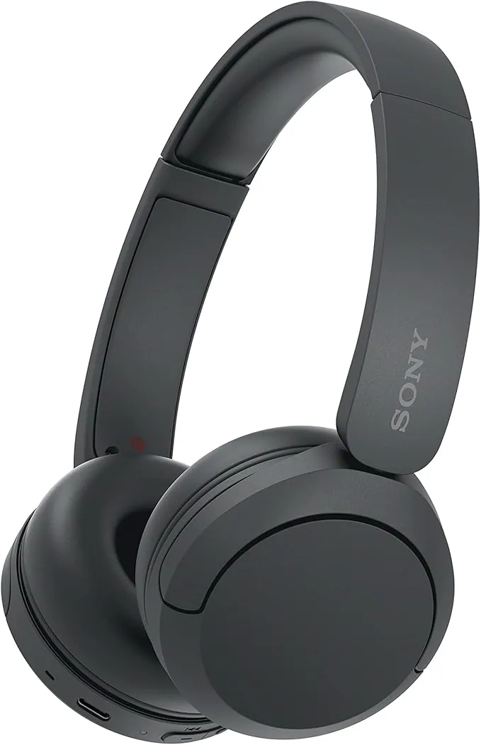 Sony WH-CH520, Auriculares de diadema inalámbricos Bluetooth, diseño ligero, 50 h de batería, carga rápida, ecualizador, llamadas nítidas, iOS y Android - Negro