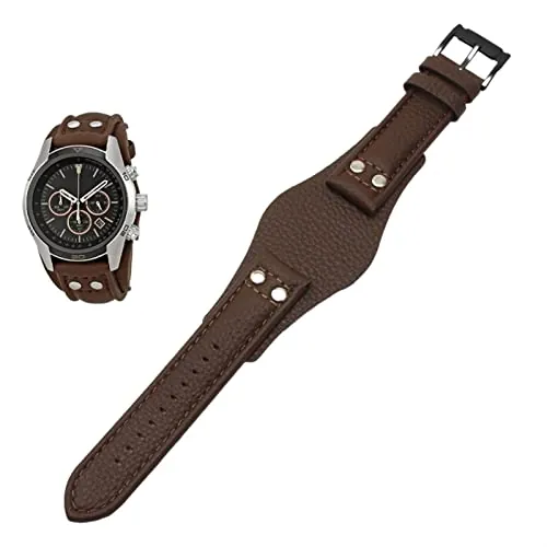 HEPUP Correa de reloj de piel auténtica para Fossil CH2592 CH2564 CH2565 CH2891CH3051 pulsera de 22 mm para hombre con estilo remache, 22mm, Cuero, Ágata