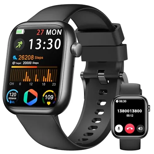 Reloj Inteligente Hombre Mujer, 1.83" Smartwatch con Llamadas Bluetooth/Presión Arterial/Pulsómetro/Monitor de Sueño, Podómetro, 123 Modo Deportivo, Impermeable IP68 Pulsera Actividad para Android iOS