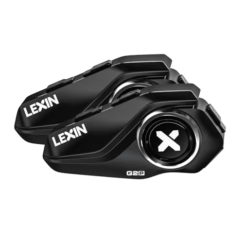 LEXIN 2X G2P Intercomunicador Casco Moto Bluetooth con 4 Cubiertas Reemplazables, Sistema de Comunicación de 6 Vías para Motocicleta, Manos Libres para Motocicleta/ATV/Motonieve