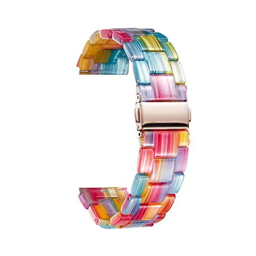 BINLUN Resina Correa Reloj para Mujer Hombre 12mm 14mm 16mm 18mm 20mm 22mm,Correa de Reemplazo Cierre Plegable Liberación Rápida para Reloj Inteligente Smartwatch, Moda Ligero Pulsera en 14 Colores